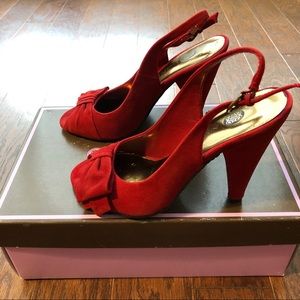 AUDREY BROOKE Red Suede Heels